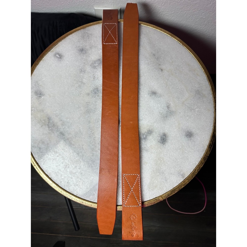 Leatherific Leather Straps Contrast Stitching Cognac Acoustic